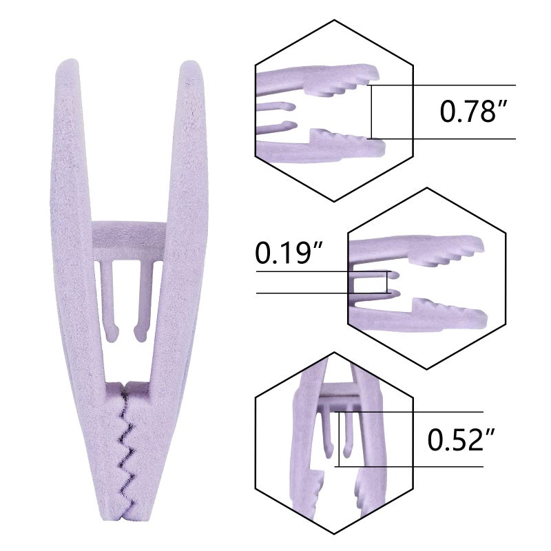 Tinfol Velvet Hangers Clips  50Pcs Light Purple Strong Finger Flocked Clips  Large Opening Clip Pants Hangers Velvet Clips Fit for Thin Clothes Hanger - Image 2